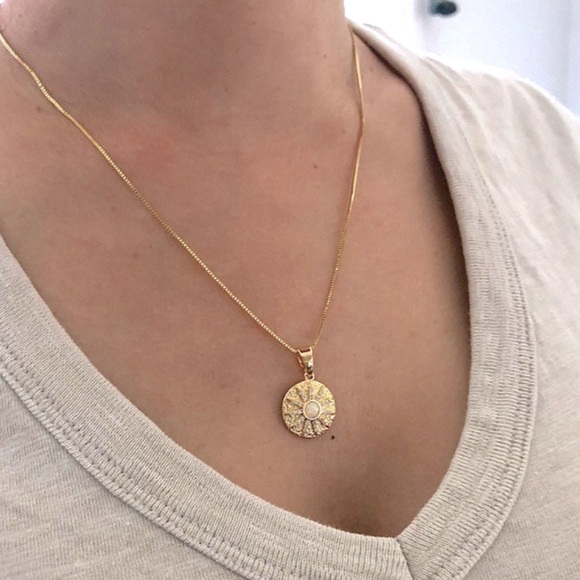 Opal Sunburst Necklace | 14k Gold Filled - Picture 5 of 6